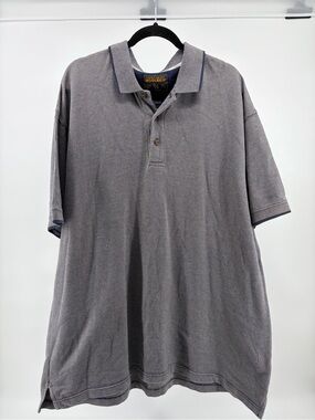 Vintage Woolrich Polo Shirt Short Sleeve Herringbone Blue Gray Size XL S029